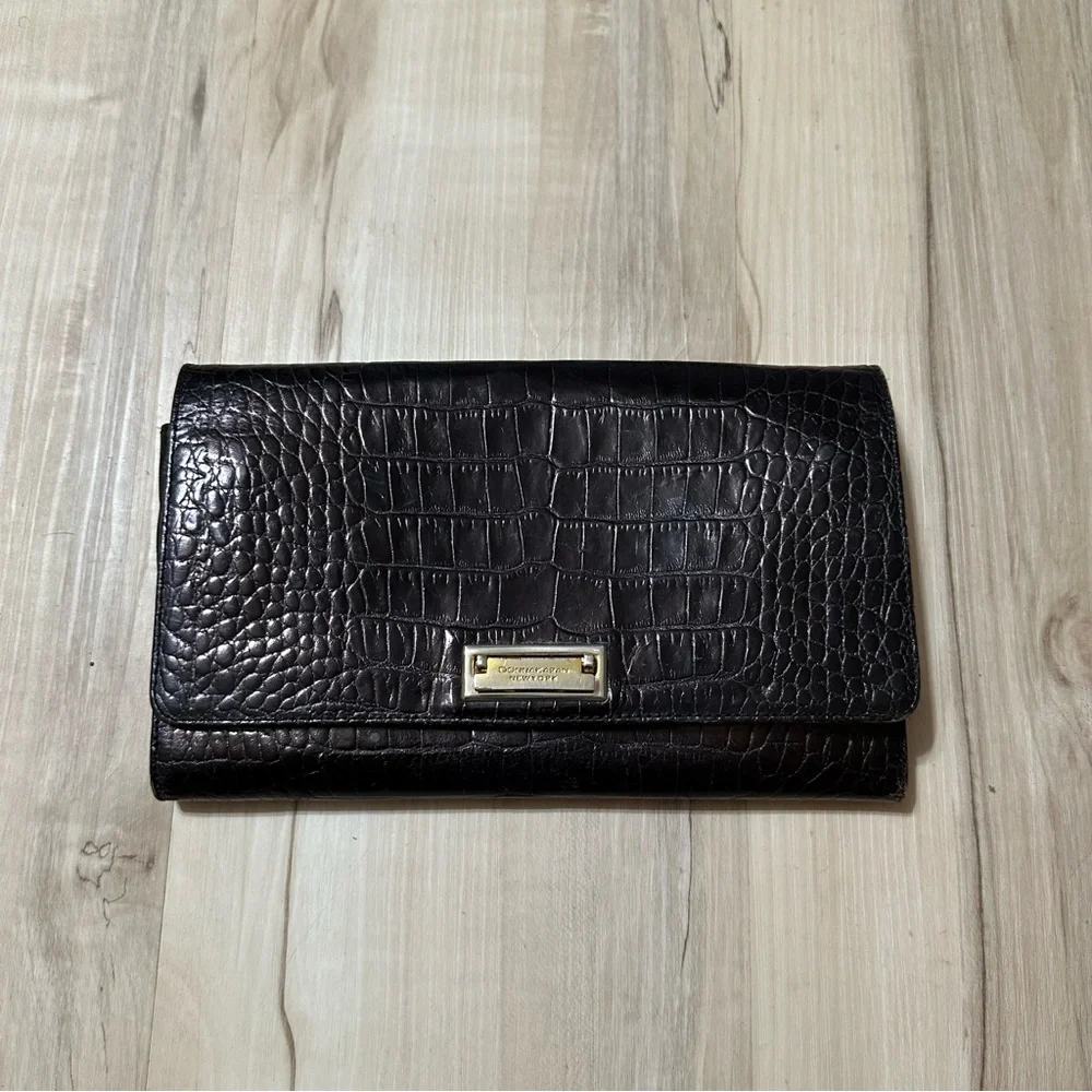 Vintage‎ 90’s Donna Karan New York Travel Organizer Wallet in Crocodile Leather
